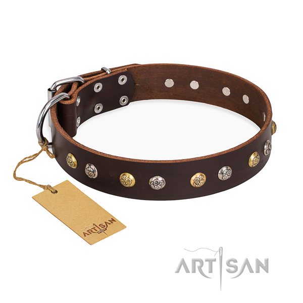 Handy use trendy dog collar with corrosion proof hardware