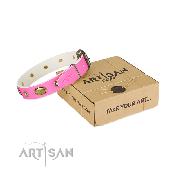 Best quality full grain leather collar for your handsome dog