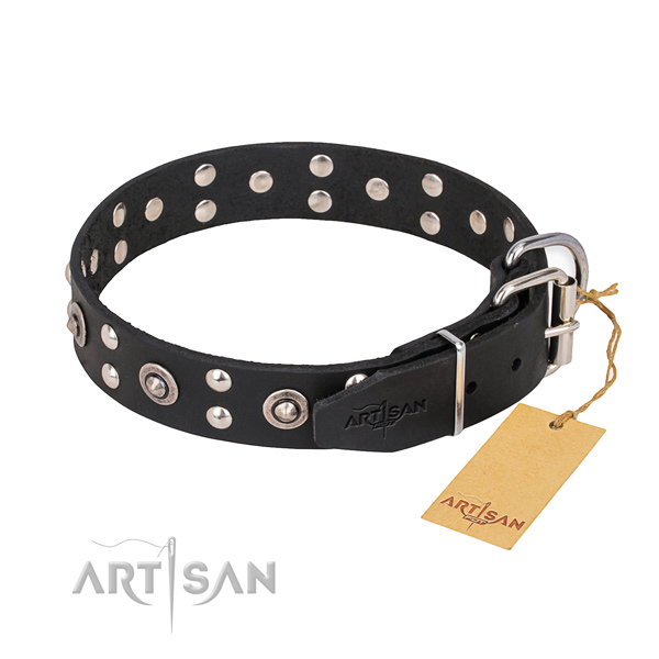 Durable hardware on leather collar for your beautiful doggie