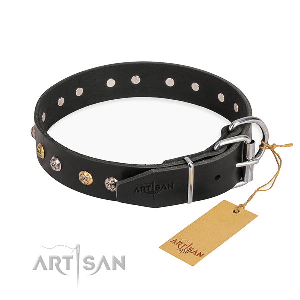 Quality genuine leather dog collar created for walking