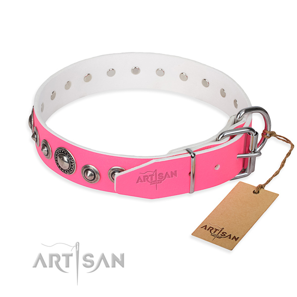 Genuine leather dog collar made of best quality material with corrosion proof studs