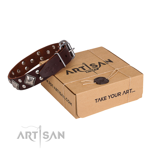 Handy use dog collar with Trendy rust-proof adornments