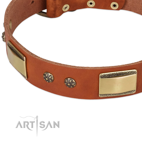 Rust resistant hardware on leather dog collar for your four-legged friend