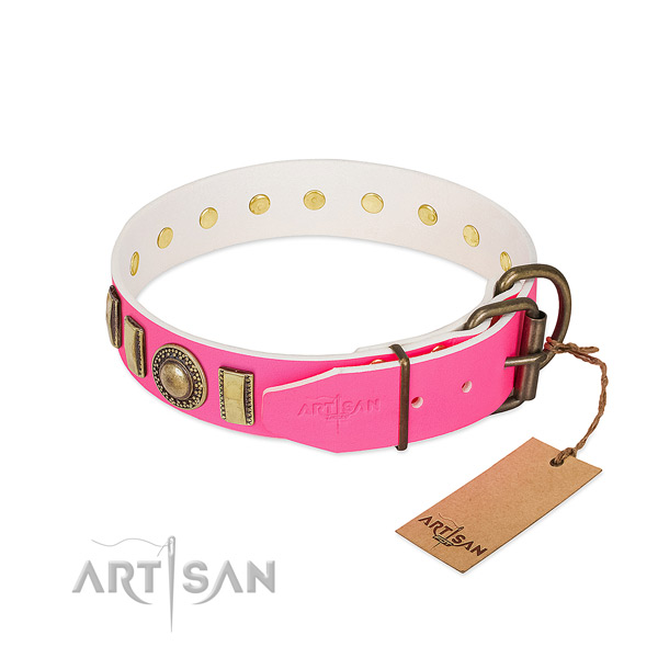 Soft to touch full grain genuine leather dog collar handcrafted for your pet