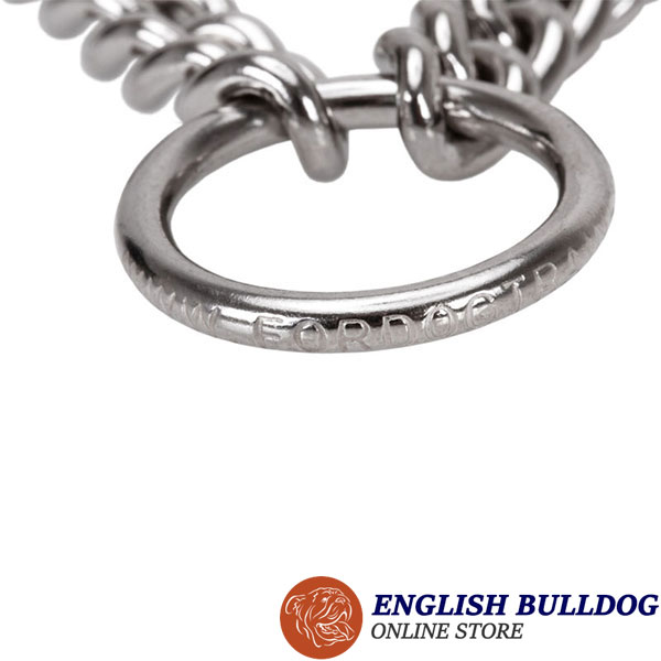Dependable dog pinch collar of rust resistant stainless steel for large dogs