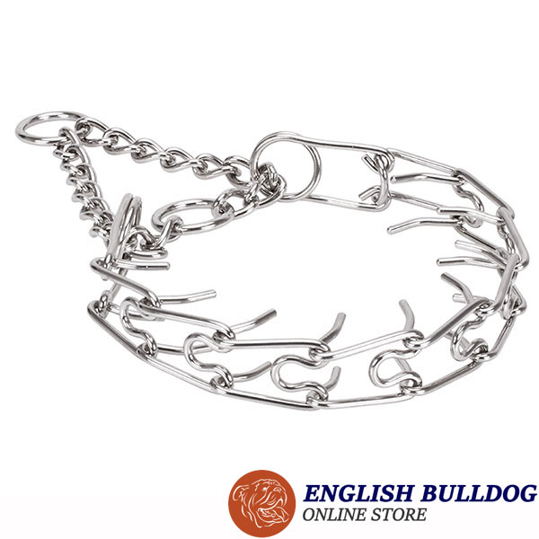Rust proof dog prong collar with stainless steel removable prongs