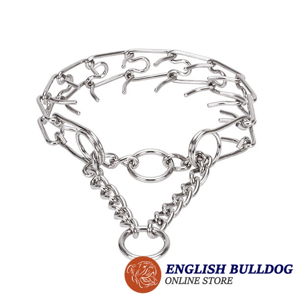 Strong stainless steel dog pinch collar with corrosion proof removable prongs