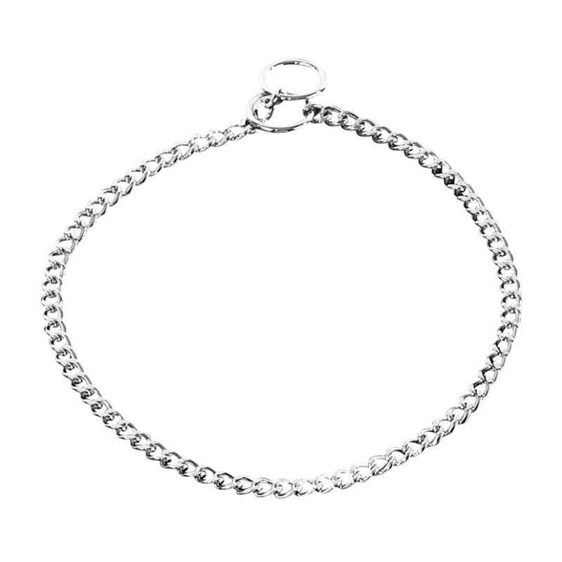 Chrome Plated Short Link Chain Collar with Flat Chain - 1.5 mm - Click Image to Close