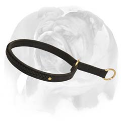 2 Ply Leather Choke Dog Collar for Strong English Bulldog breed