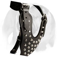 English Bulldog breed strong genuine leather harness