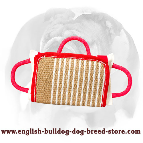 English Bulldog Bite Pillow with Jute Cover for Training