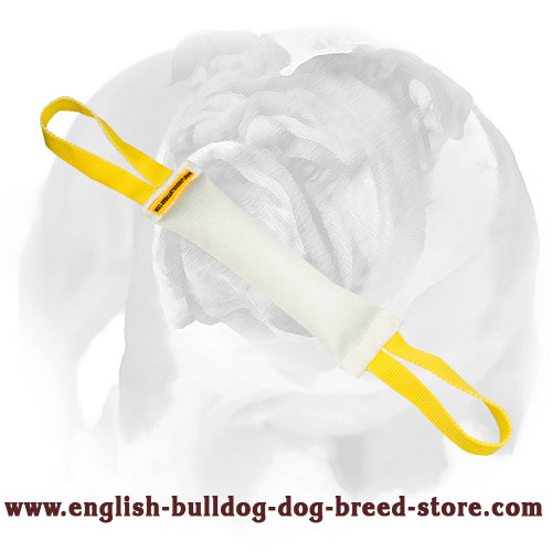 English Bulldog Fire Hose Bite Tug with 2 Handles for Training Young Dogs