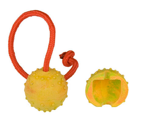 2 inch Dog training Ball on string made of rubber half-hollow