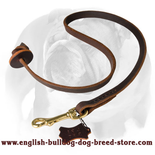 Leather Obedience English Bulldog Leash With Circle Handle
