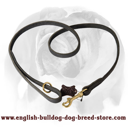 English Bulldog Handcrafted Leather Dog Leash