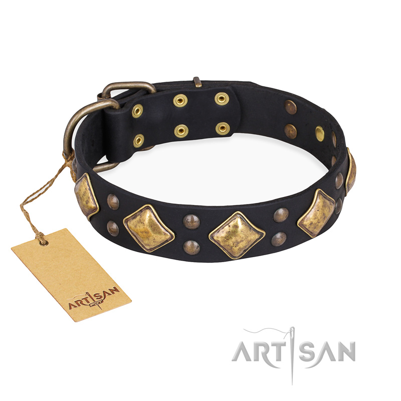 "Fancy-Schmancy" FDT Artisan Studded Leather English Bulldog Collar