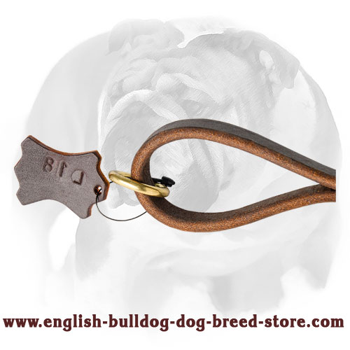 English Bulldog leather dog leash with short handle