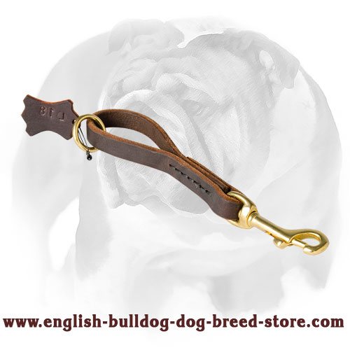 Leather dog short handle leash for English Bulldog